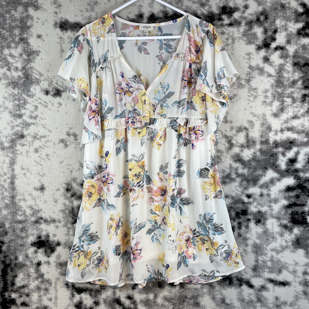 Umgee Dress Women's Size Small Floral Boho V-Neck Polyester‎ Comfort Casual